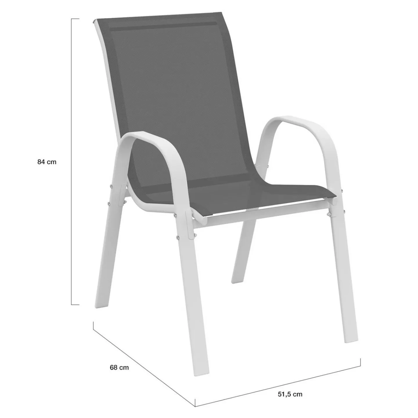 Salon de jardin blanc et gris avec chaises empilables*IDMarket