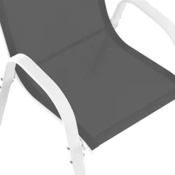 Salon de jardin blanc et gris avec chaises empilables*IDMarket