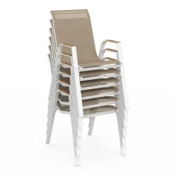Salon de jardin bois et blanc avec table 190 cm et 8 chaises empilables*IDMarket