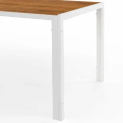 Salon de jardin bois et blanc avec table 190 cm et 8 chaises empilables*IDMarket