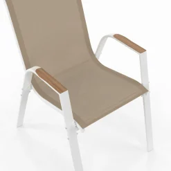 Salon de jardin bois et blanc avec table 190 cm et 8 chaises empilables*IDMarket
