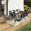 Salon de jardin et chaises empilables gris anthracite*IDMarket