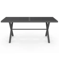 Salon de jardin et chaises empilables gris anthracite*IDMarket