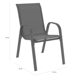 Salon de jardin et chaises empilables gris anthracite*IDMarket