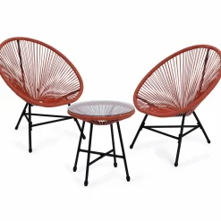 Salon de jardin fil plastique terracotta*IDMarket Best