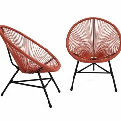 Salon de jardin fil plastique terracotta*IDMarket Best