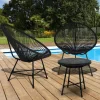Salon de jardin fil plastique noir*IDMarket New