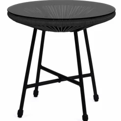 Salon de jardin fil plastique noir*IDMarket New