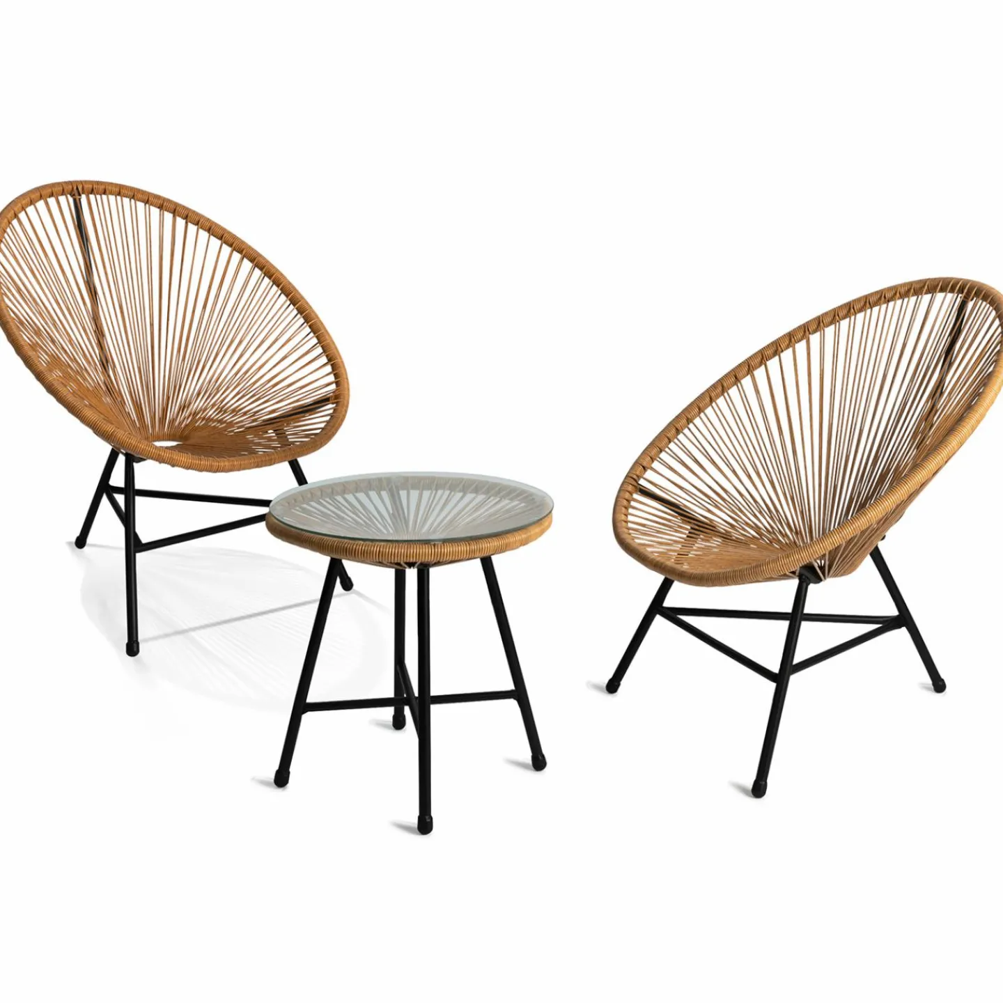 Salon de jardin fil plastique effet rotin*IDMarket Sale