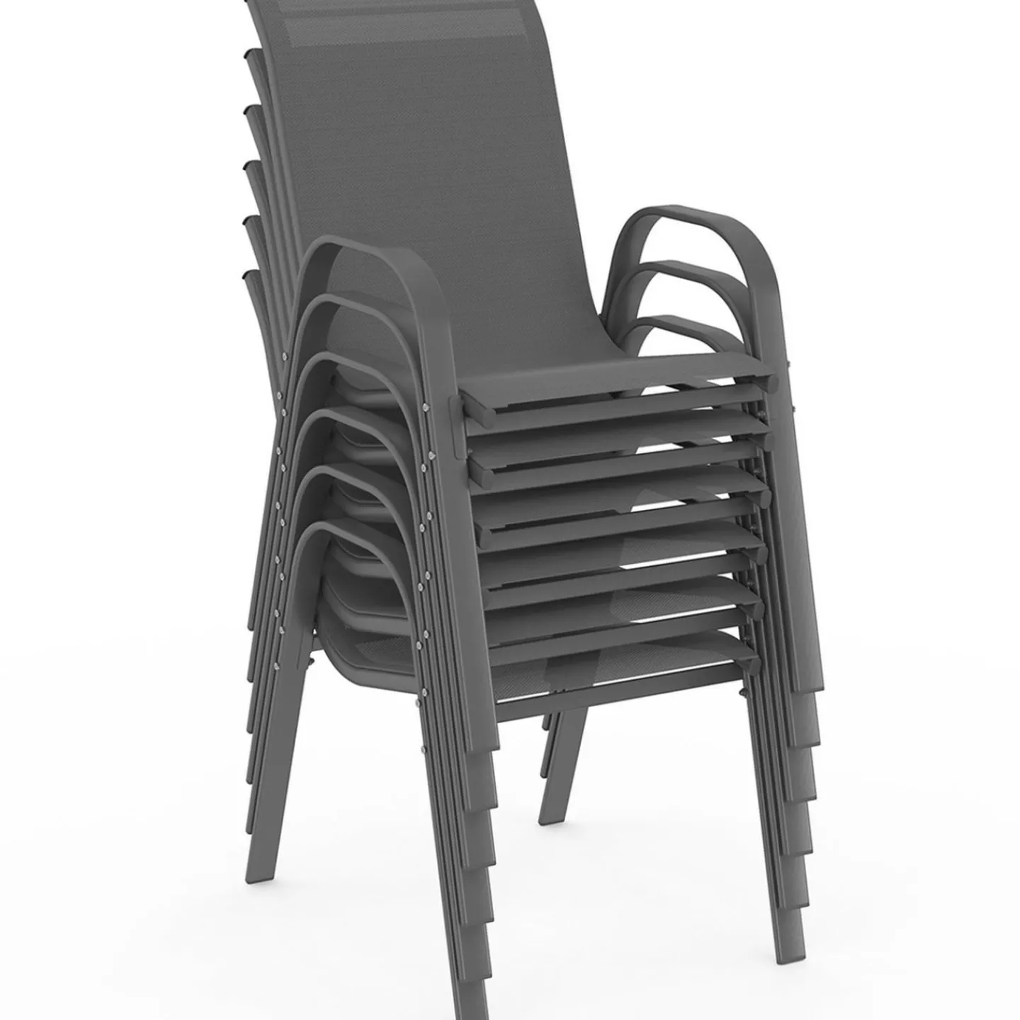 Salon de jardin gris anthracite table 190 cm et 8 chaises empilables*IDMarket Best