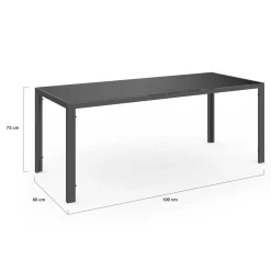 Salon de jardin mix color bleu, gris et noir table 190 cm et 8 chaises empilables*IDMarket