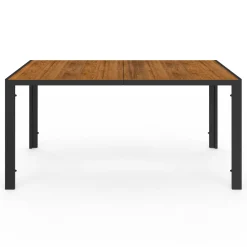 Salon de jardin noir et bois avec table 150 cm plateau verre trempé effet bois et 6 chaises empilables*IDMarket Hot