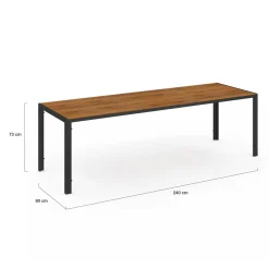 Salon de jardin noir et bois table de jardin 240 cm avec 10 chaises empilables*IDMarket New