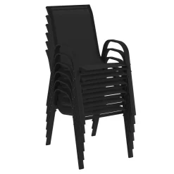 Salon de jardin noir table 190 cm et 8 chaises empilables*IDMarket Outlet
