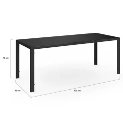 Salon de jardin noir table 190 cm et 8 chaises empilables*IDMarket Outlet