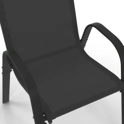 Salon de jardin noir table 190 cm et 8 chaises empilables*IDMarket Outlet
