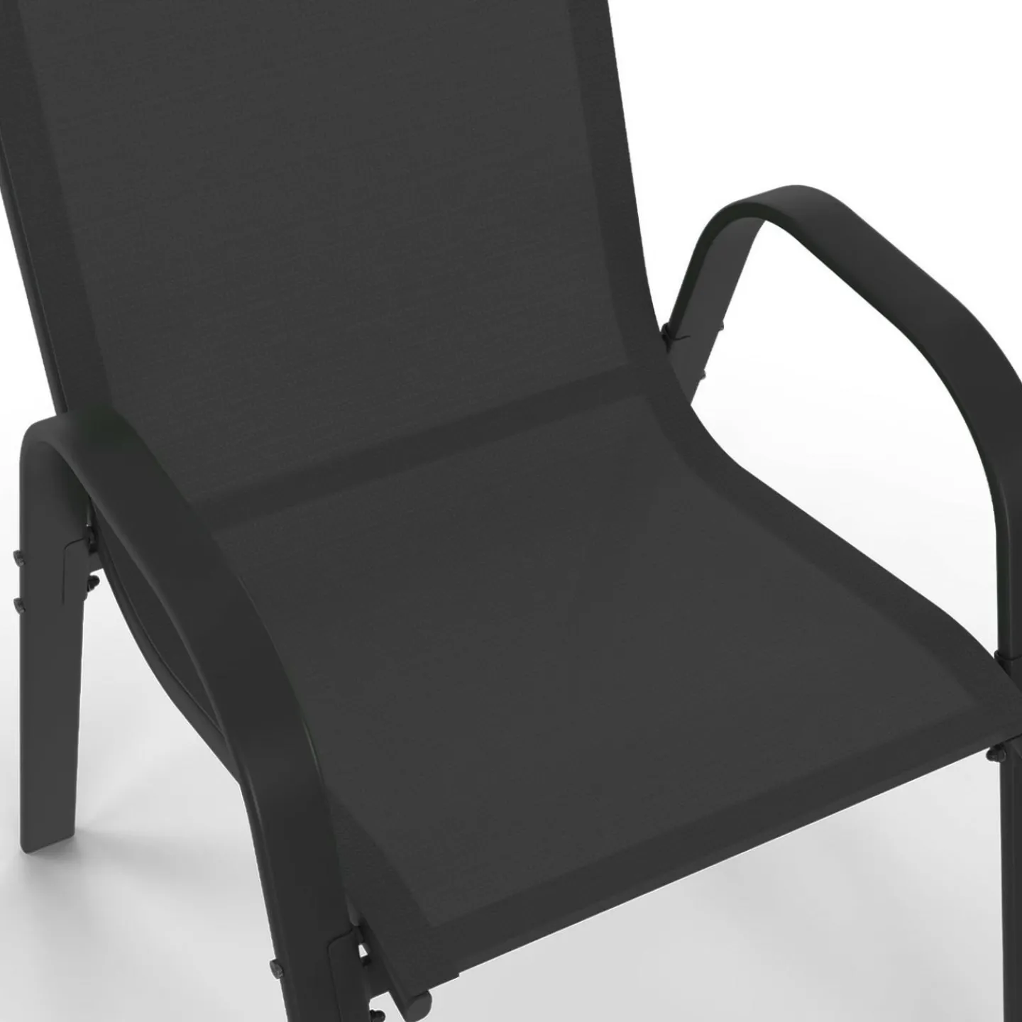 Salon de jardin noir table 190 cm et 8 chaises empilables*IDMarket Outlet