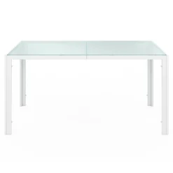 Salon de jardin 6 personnes chaises empilables blanc et beige table 150 cm*IDMarket Clearance