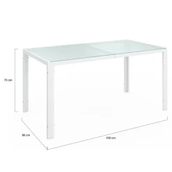 Salon de jardin 6 personnes chaises empilables blanc et beige table 150 cm*IDMarket Clearance