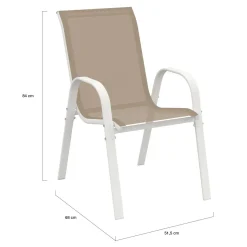 Salon de jardin 6 personnes chaises empilables blanc et beige table 150 cm*IDMarket Clearance