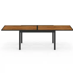 Salon de jardin table extensible avec plateau verre trempé effet bois et chaises empilables*IDMarket Outlet