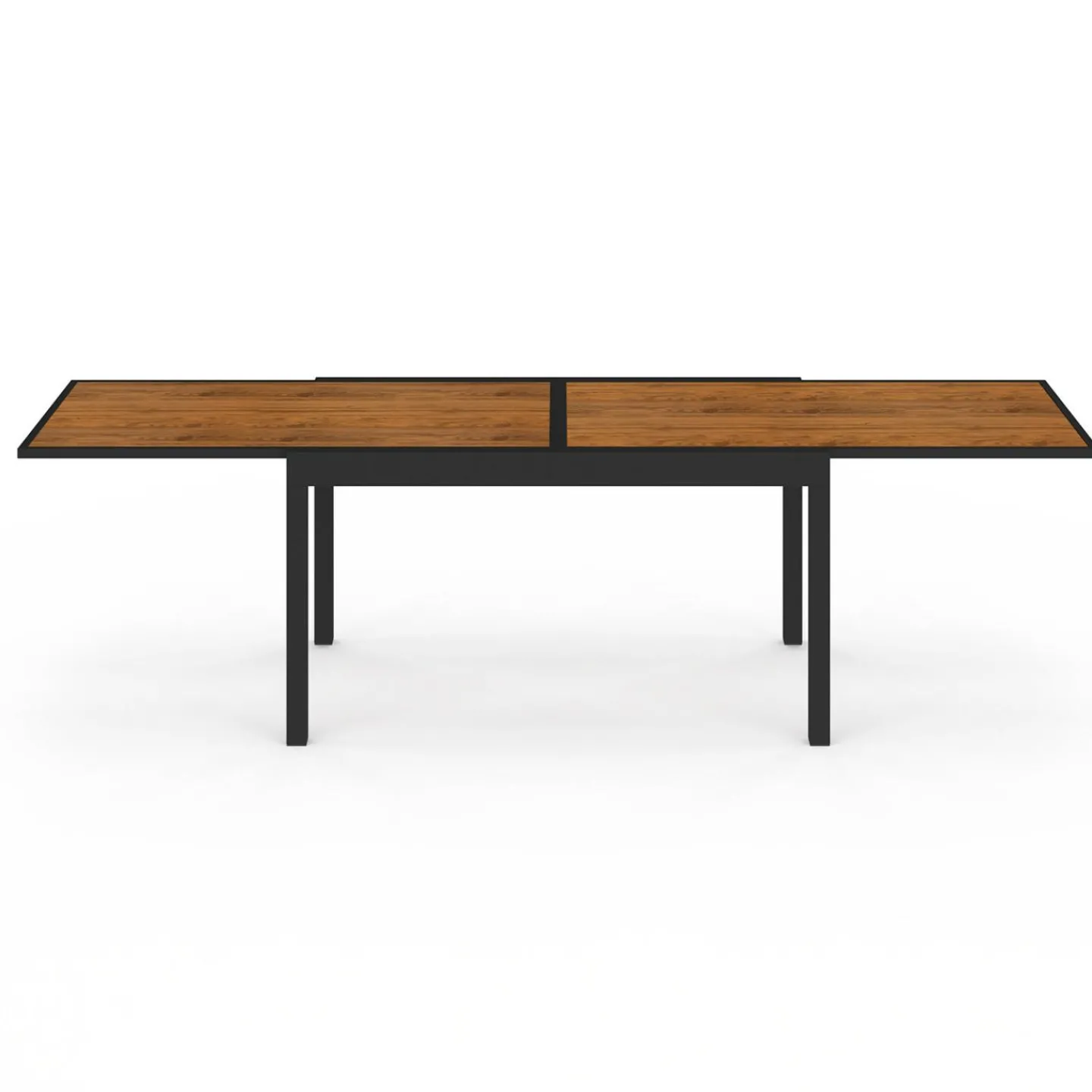 Salon de jardin table extensible avec plateau verre trempé effet bois et chaises empilables*IDMarket Outlet