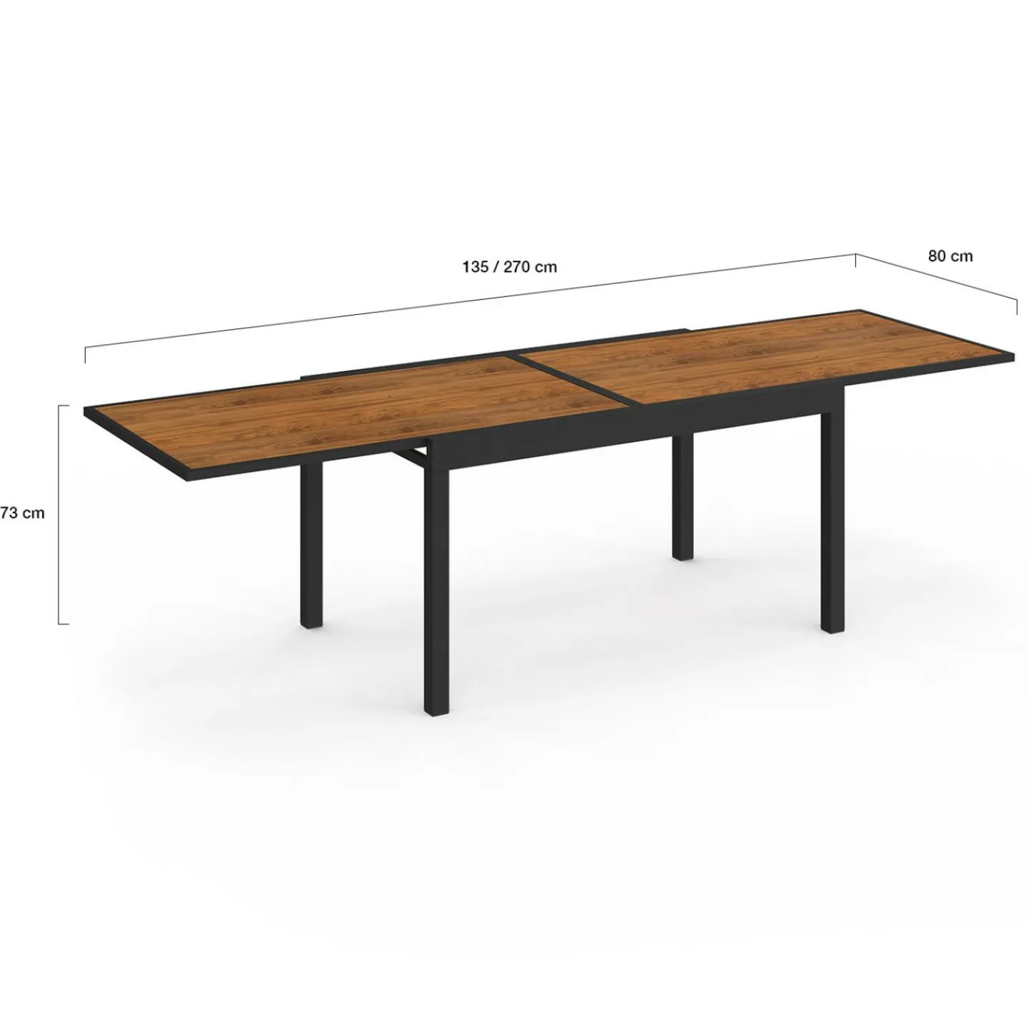 Salon de jardin table extensible avec plateau verre trempé effet bois et chaises empilables*IDMarket Outlet