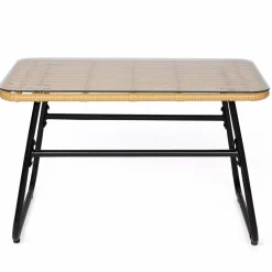 Salon d’extérieur en résine tressée façon rotin et acier noir*IDMarket Sale