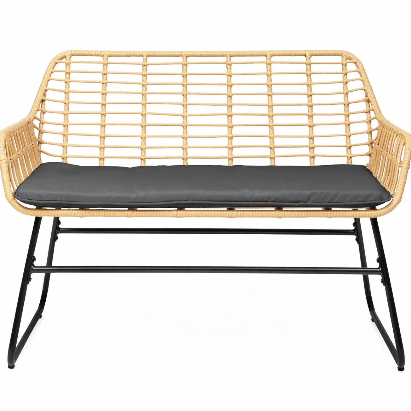 Salon d’extérieur en résine tressée façon rotin et acier noir*IDMarket Sale