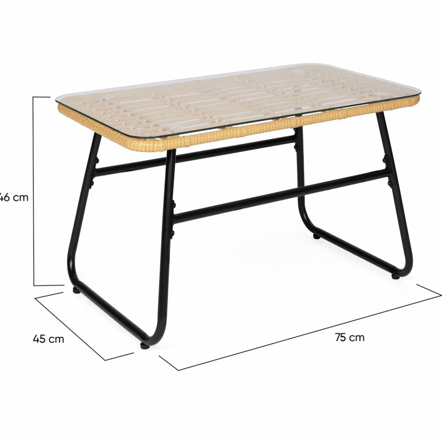 Salon d’extérieur en résine tressée façon rotin et acier noir*IDMarket Sale