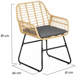 Salon d’extérieur en résine tressée façon rotin et acier noir*IDMarket Sale