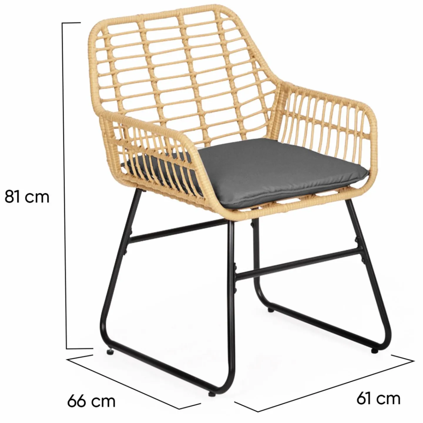 Salon d’extérieur en résine tressée façon rotin et acier noir*IDMarket Sale