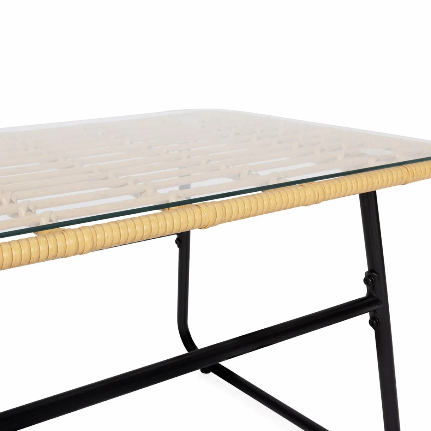 Salon d’extérieur en résine tressée façon rotin et acier noir*IDMarket Sale