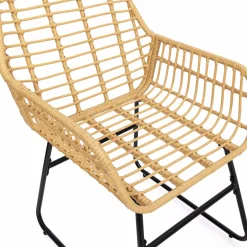 Salon d’extérieur en résine tressée façon rotin et acier noir*IDMarket Sale