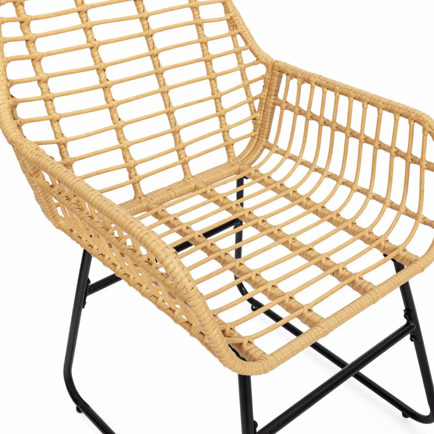 Salon d’extérieur en résine tressée façon rotin et acier noir*IDMarket Sale