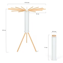 Séchoir à linge à rayons rotatif et pliable blanc et bois*IDMarket Outlet