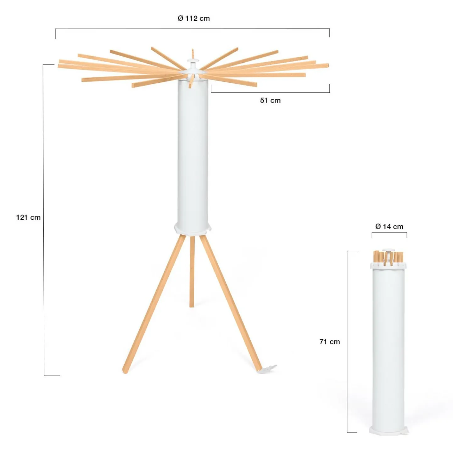 Séchoir à linge à rayons rotatif et pliable blanc et bois*IDMarket Outlet