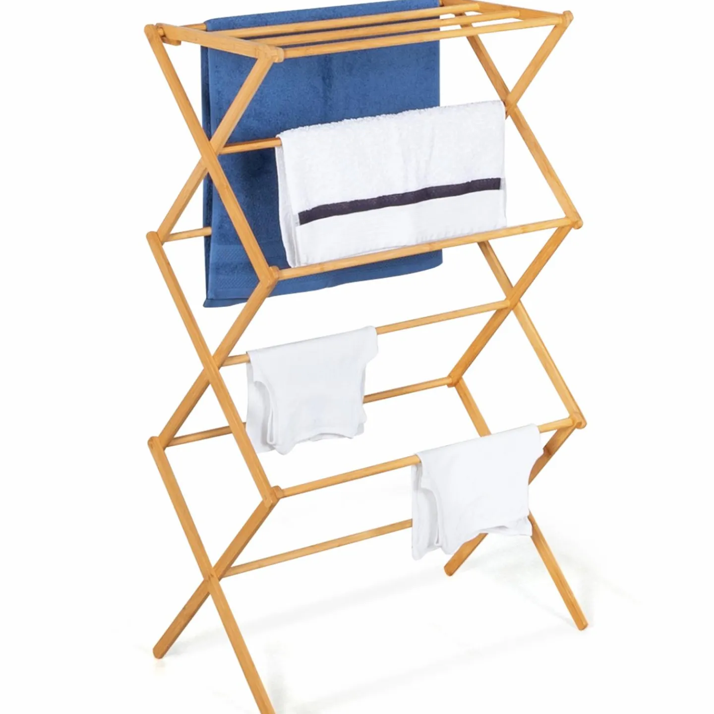 Séchoir à linge accordéon en bambou*IDMarket Discount