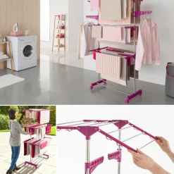 Séchoir à linge en acier peint couleur prune*IDMarket New