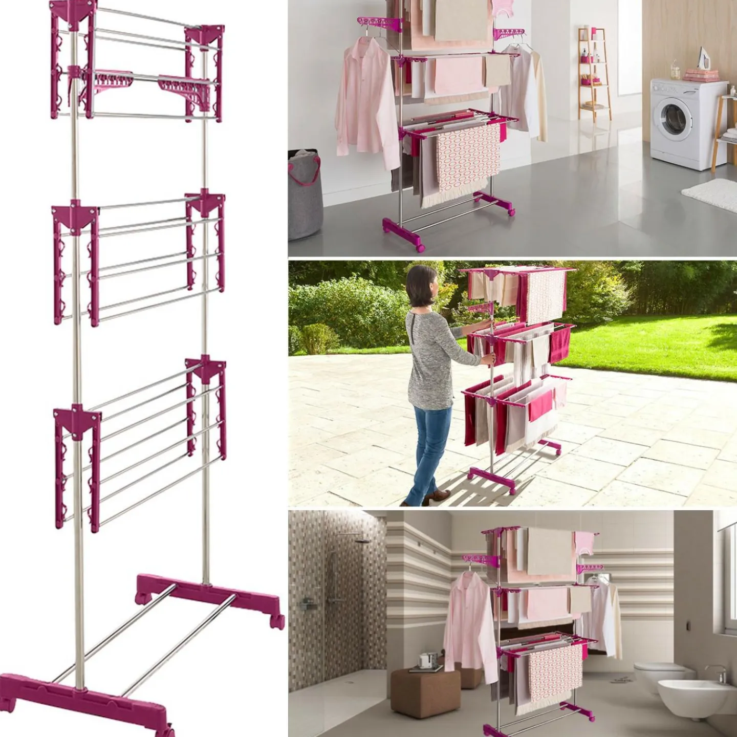 Séchoir à linge en acier peint couleur prune*IDMarket New