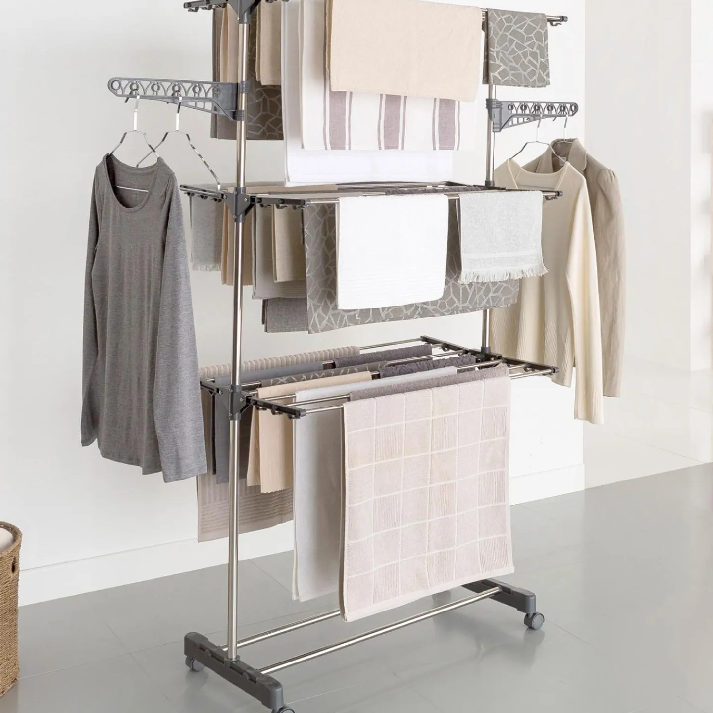 Séchoir à linge en inox couleur grise*IDMarket Best