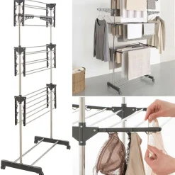 Séchoir à linge en inox couleur grise*IDMarket Best