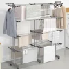 Séchoir à linge vertical pliable et extensible 4 niveaux capacité 50m inox et gris*IDMarket New