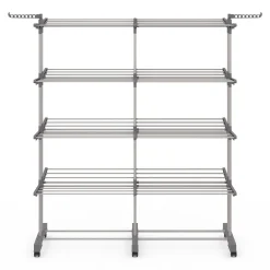 Séchoir à linge vertical pliable et extensible 4 niveaux capacité 50m inox et gris*IDMarket New