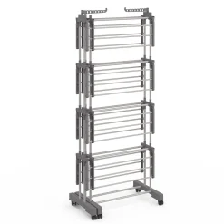Séchoir à linge vertical pliable et extensible 4 niveaux capacité 50m inox et gris*IDMarket New
