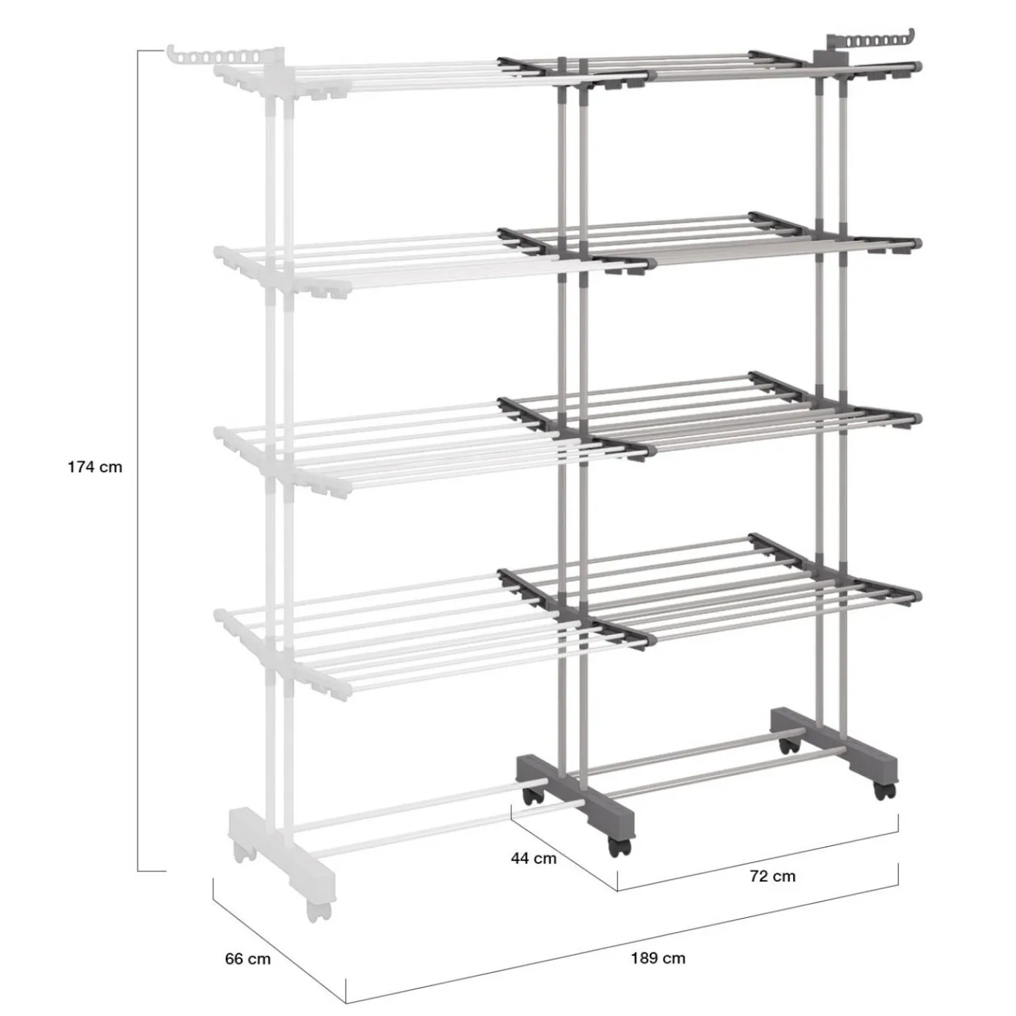 Séchoir à linge vertical pliable et extensible 4 niveaux capacité 50m inox et gris*IDMarket New