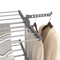 Séchoir à linge vertical pliable et extensible 4 niveaux capacité 50m inox et gris*IDMarket New
