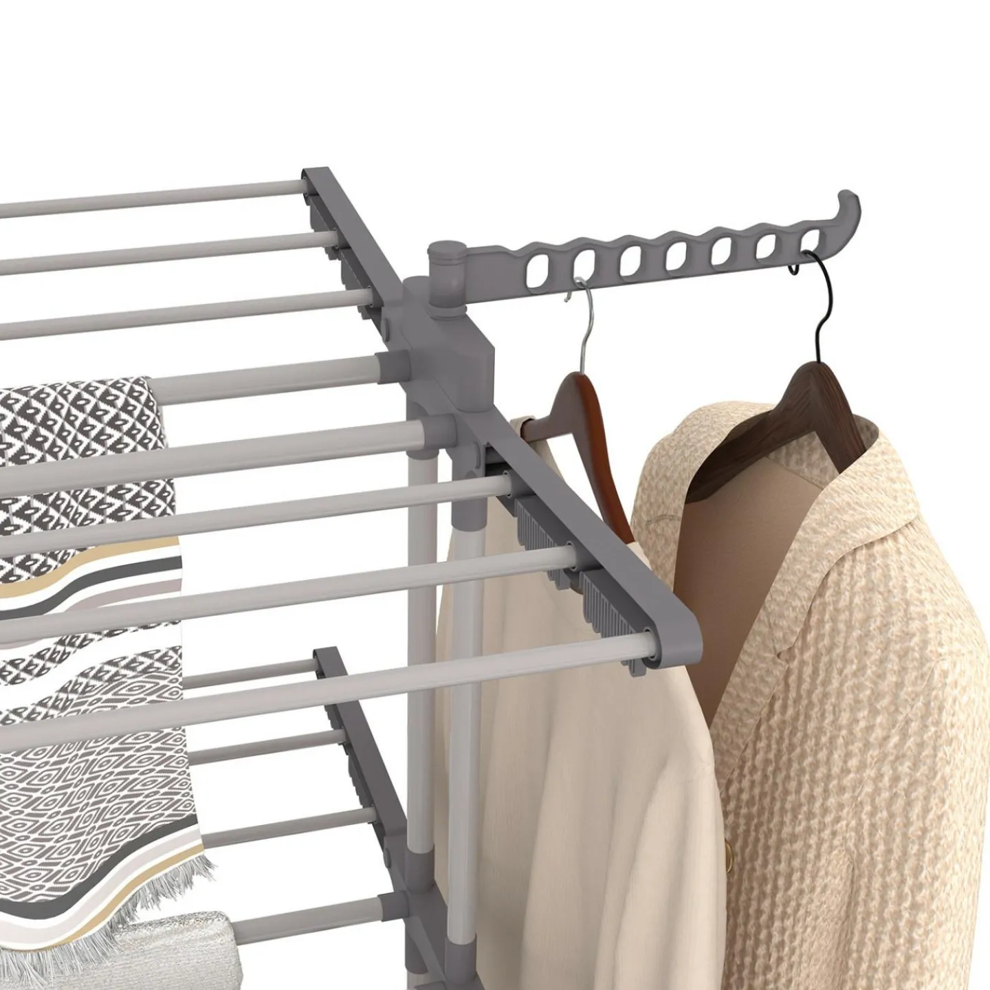 Séchoir à linge vertical pliable et extensible 4 niveaux capacité 50m inox et gris*IDMarket New