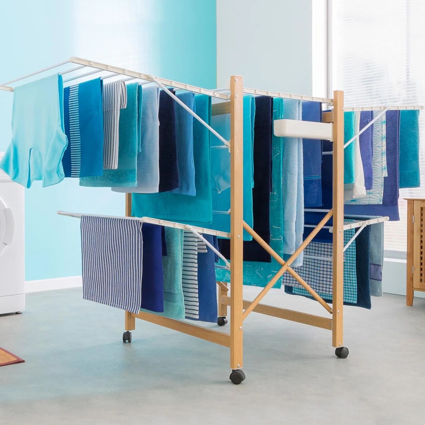 Séchoir design imitation bois pliable*IDMarket Online