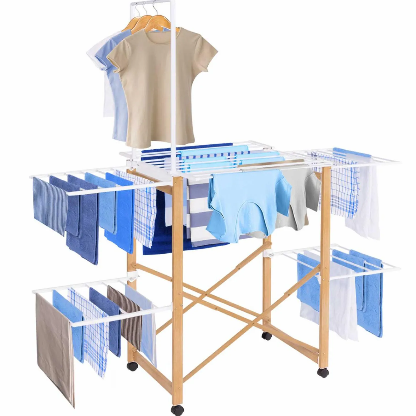 Séchoir design imitation bois avec penderie pliable*IDMarket Sale